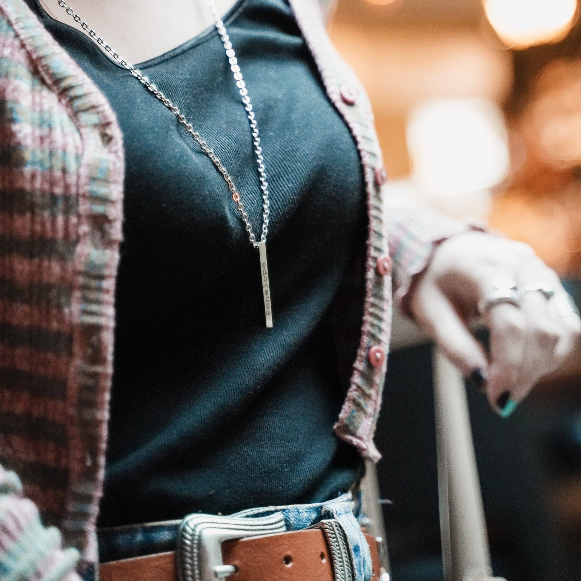 Engravable Bar Necklace