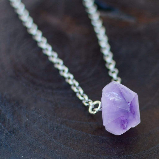 ethnic necklace Raw Amethyst Necklace