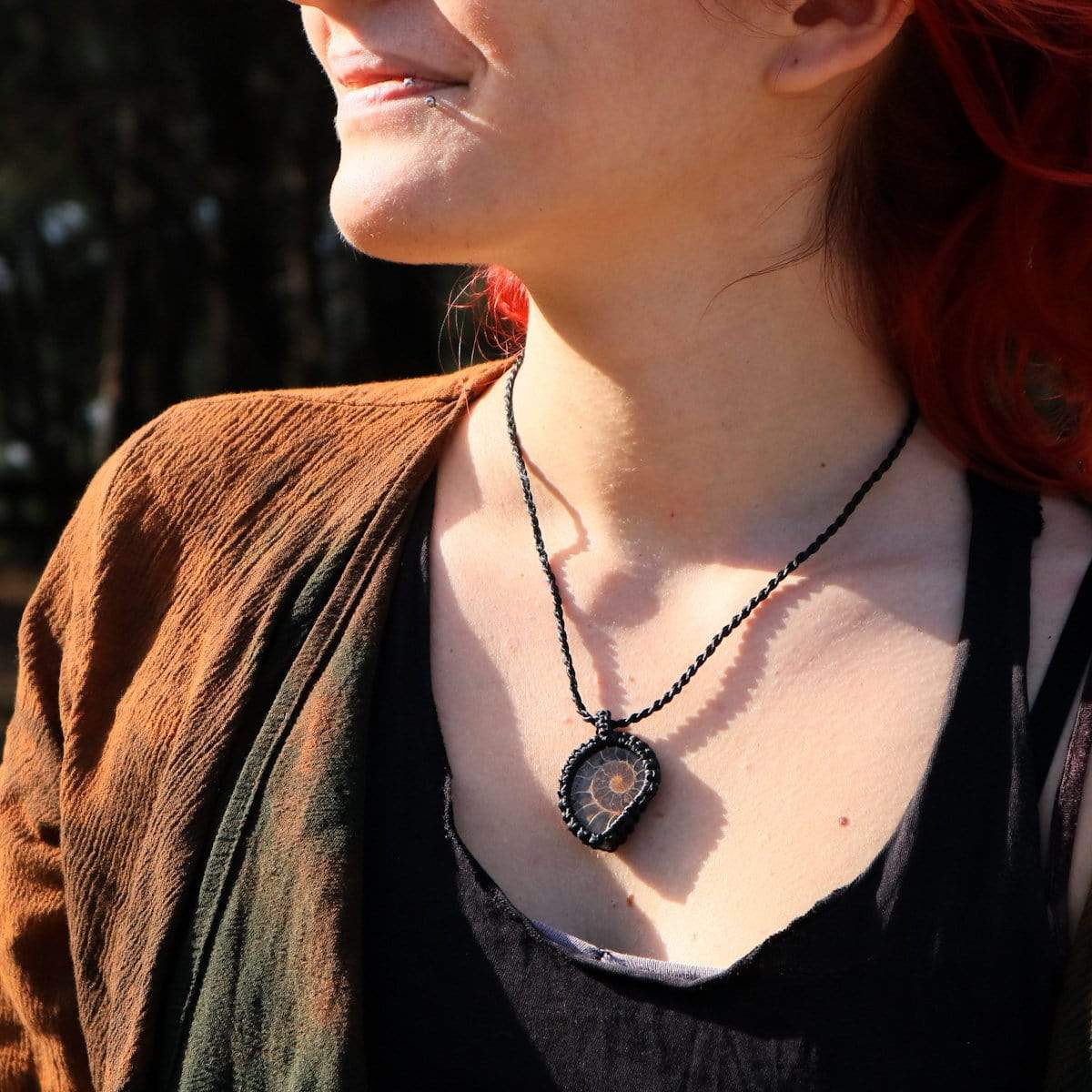 Macrame pedant Ammonite Pendant